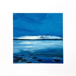 READ 8x8 PNW Original Oil Painting Pacific Coastal Landscape Nocturne Art Signed